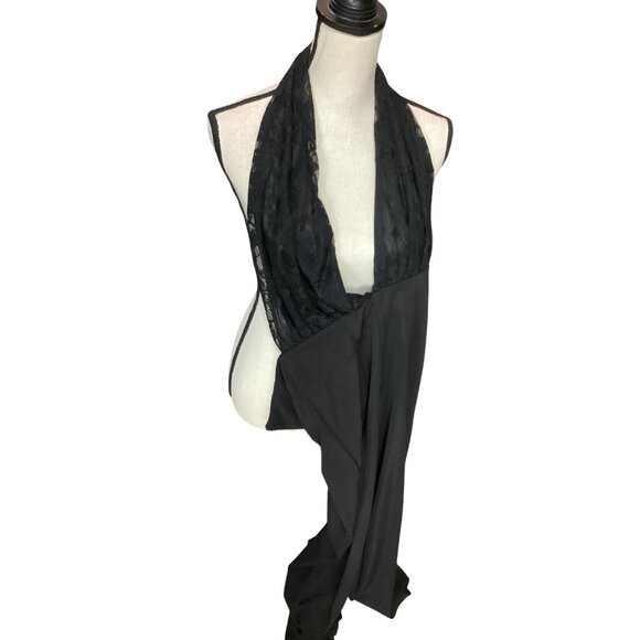 Black Lace Halter Jumpsuit With Flared Legs*Medium Qinxiang*High-End Fashion*NWT - Picture 2 of 6